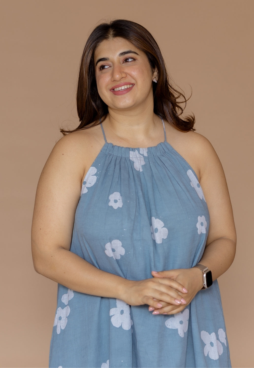Zinal  Blue Batik MulMul A Line Dress