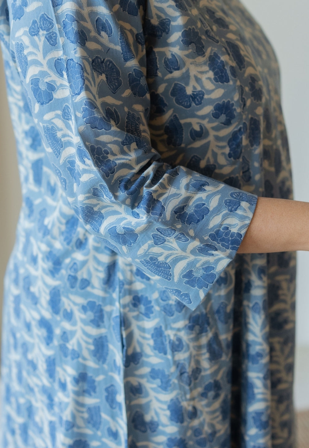 Malika Blue Ajrakh Cotton Kali Kurta