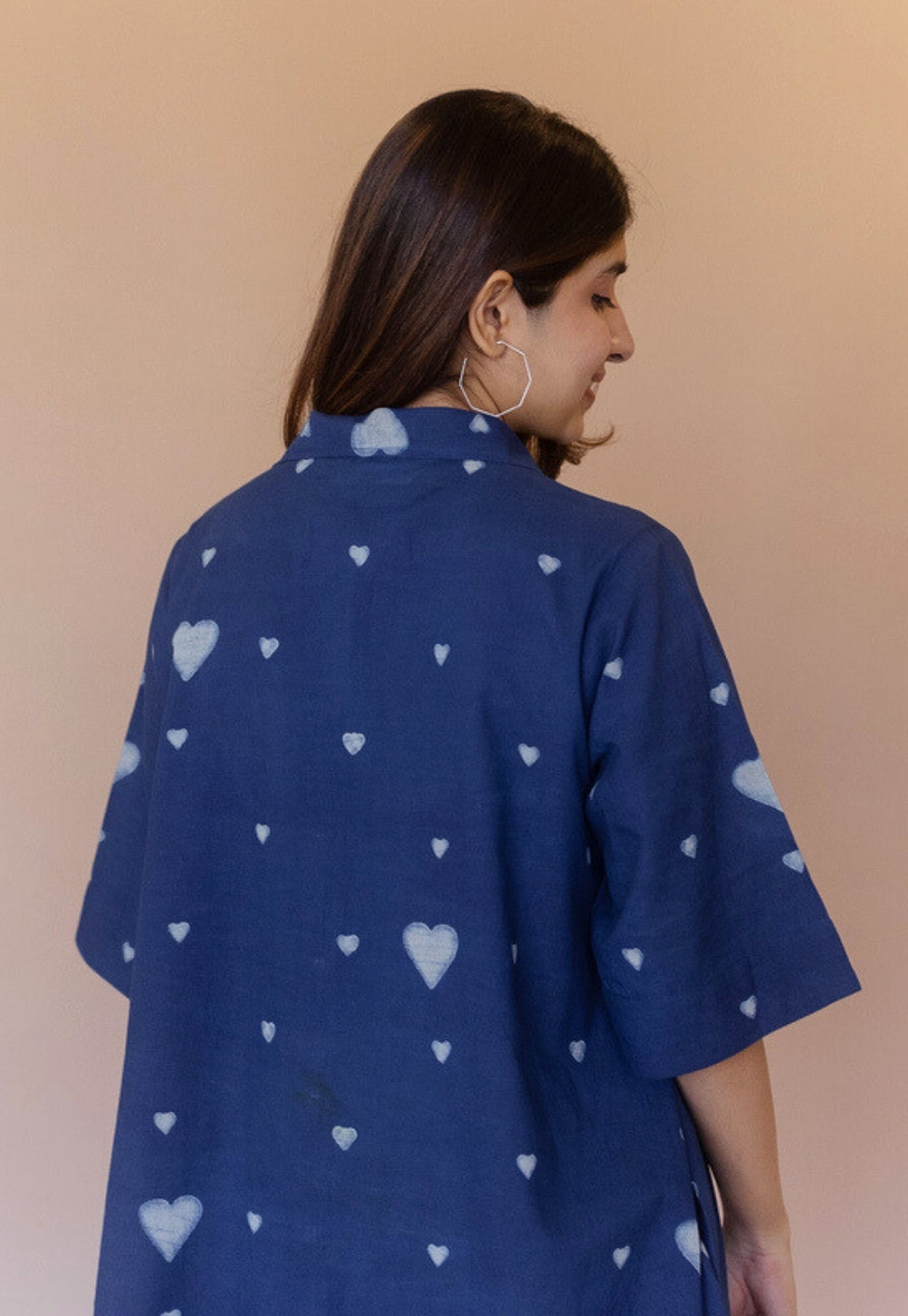 Mahima Blue Dabu Cotton A Line Dress