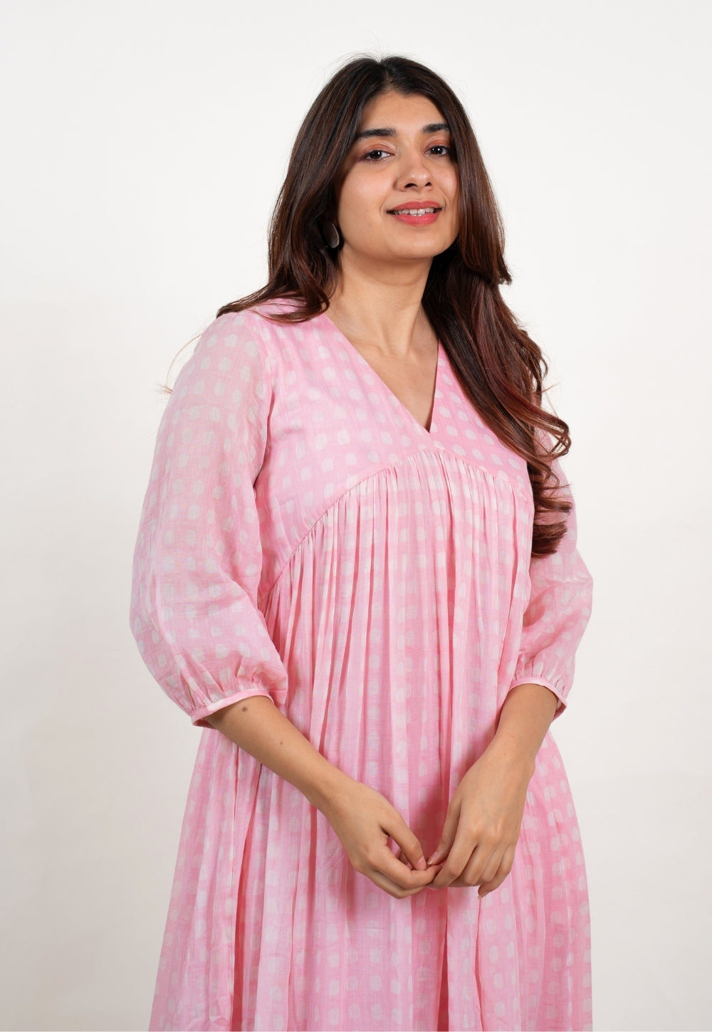 Alice Pink Batik MulMul A Line Dress