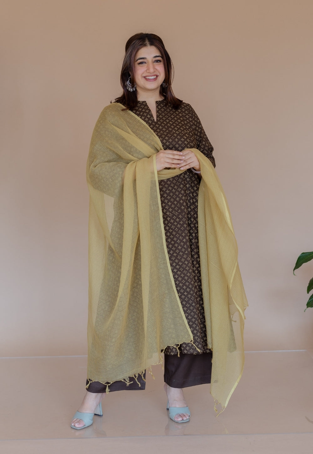 Yellow Solid Kota Doria Cotton Dupatta