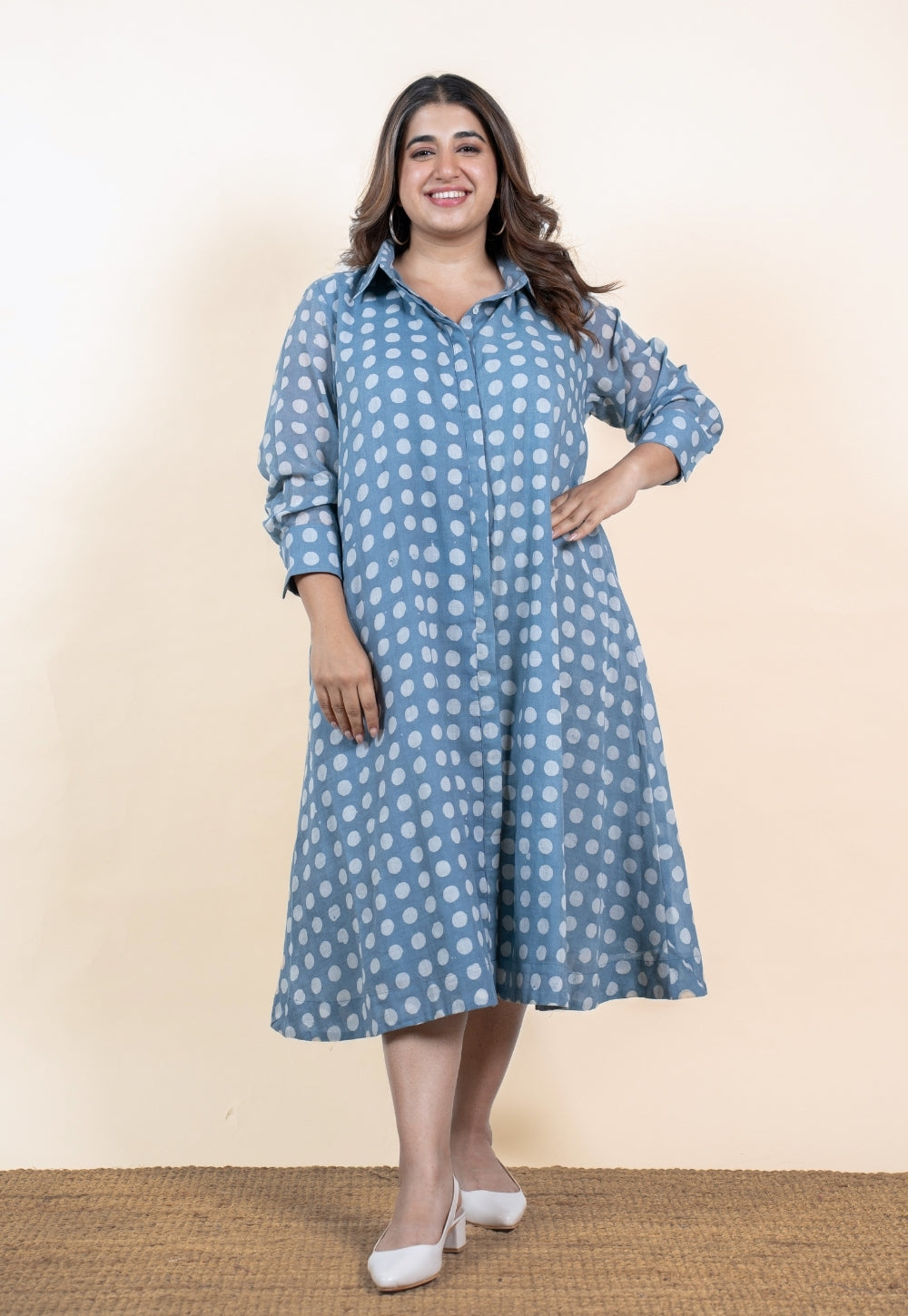 Samia Blue Batik MulMul A Line Dress