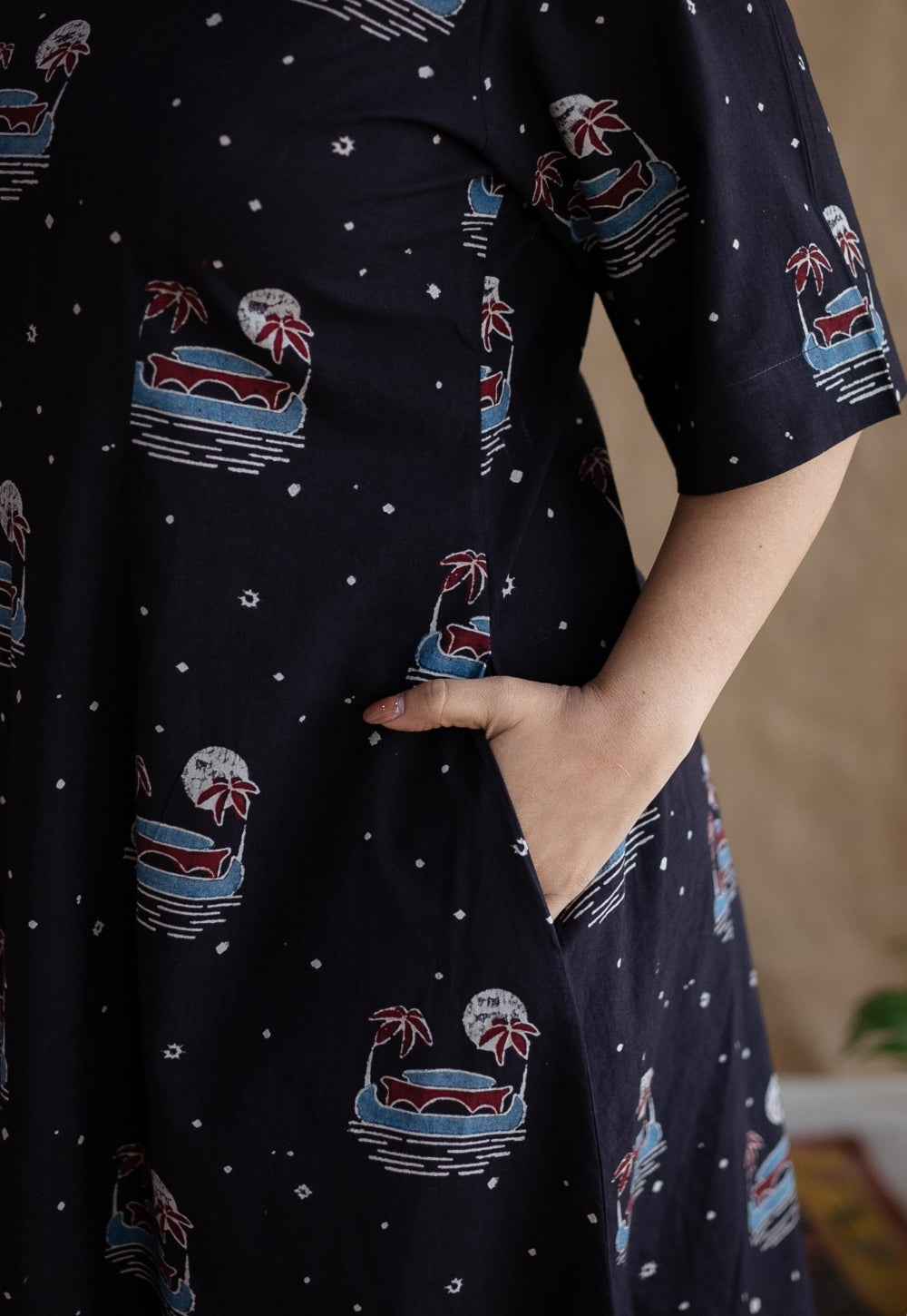 Kochi Ajrakh Black Cotton Dress