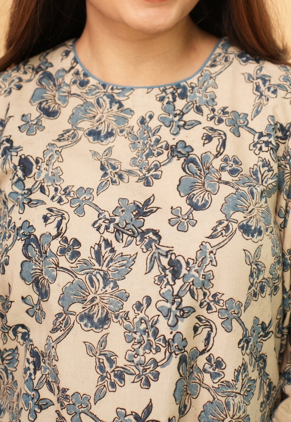 Tahira White Kalamkari Cotton A Line Kurta