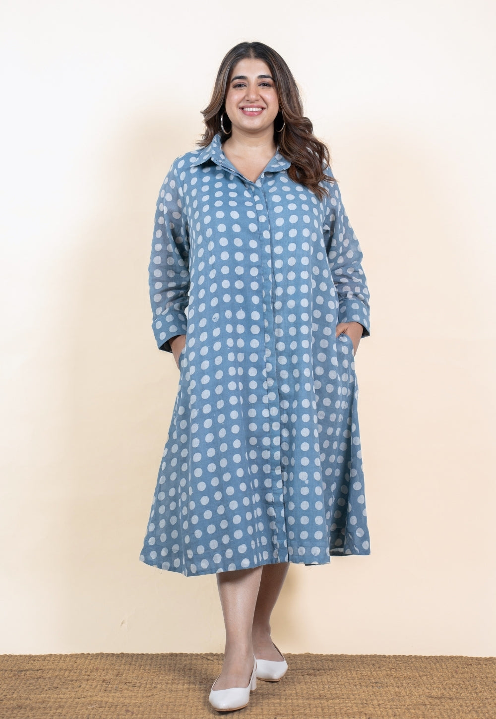 Samia Blue Batik MulMul A Line Dress
