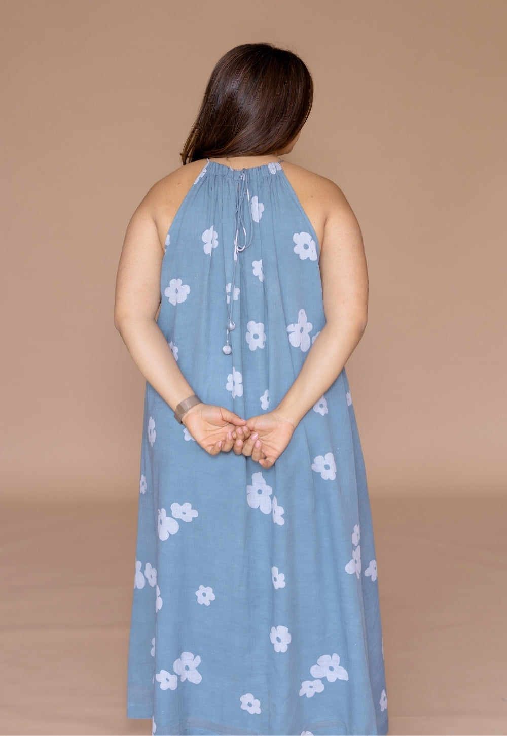 Zinal  Blue Batik MulMul A Line Dress
