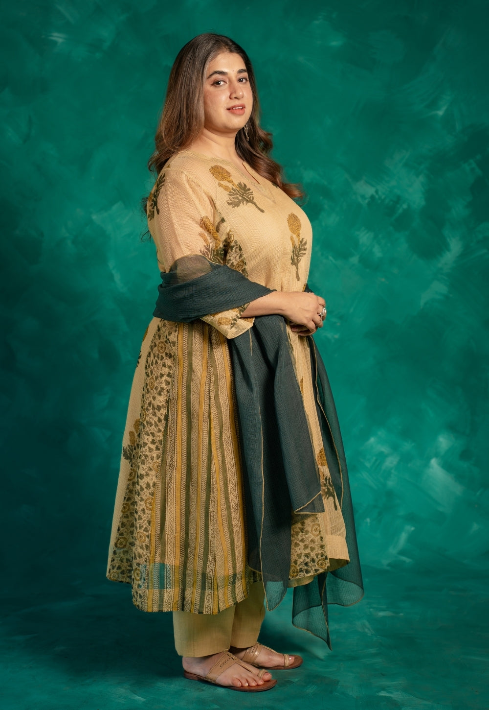 Green Solid Kota Doria Cotton Dupatta