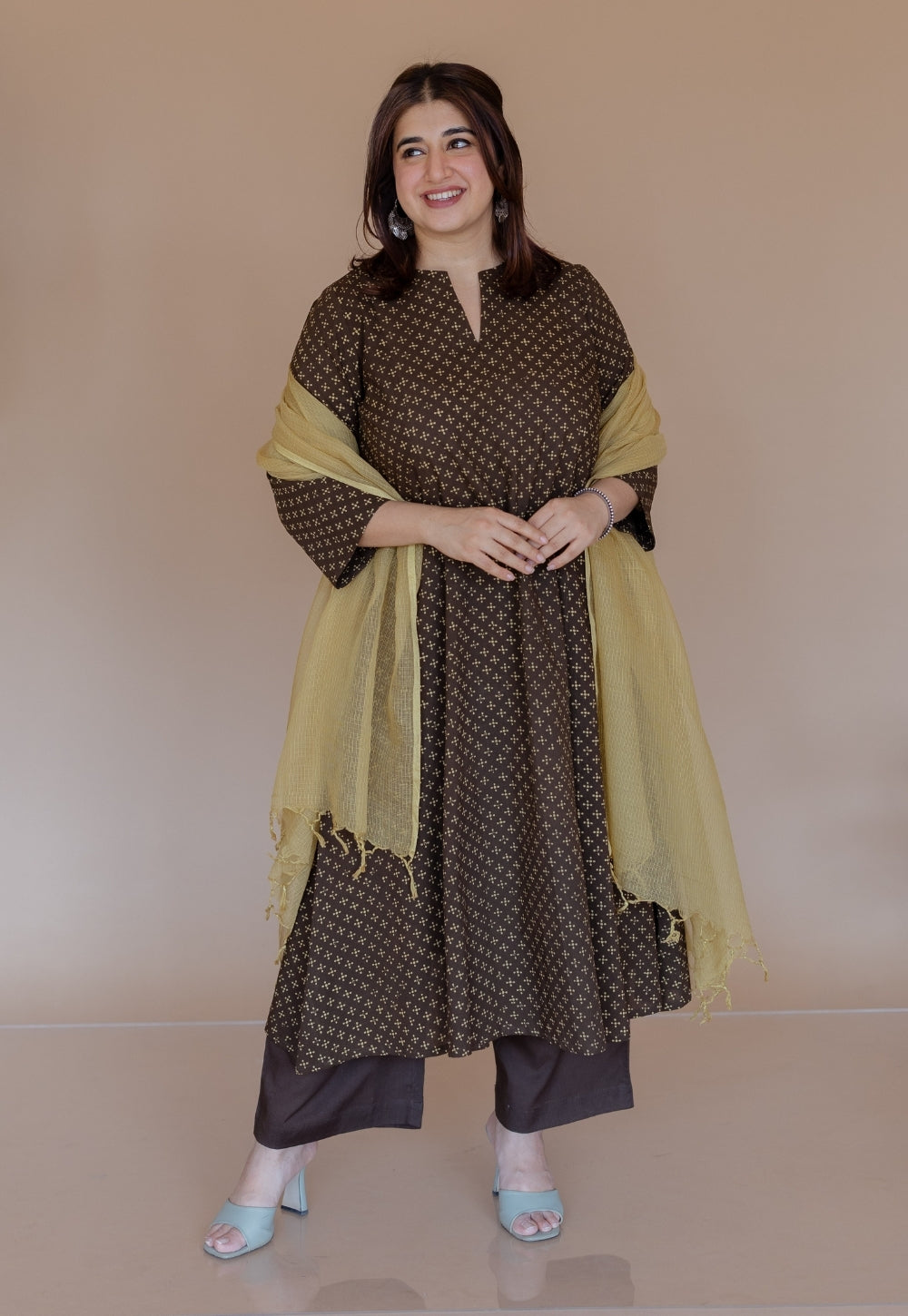Yellow Solid Kota Doria Cotton Dupatta