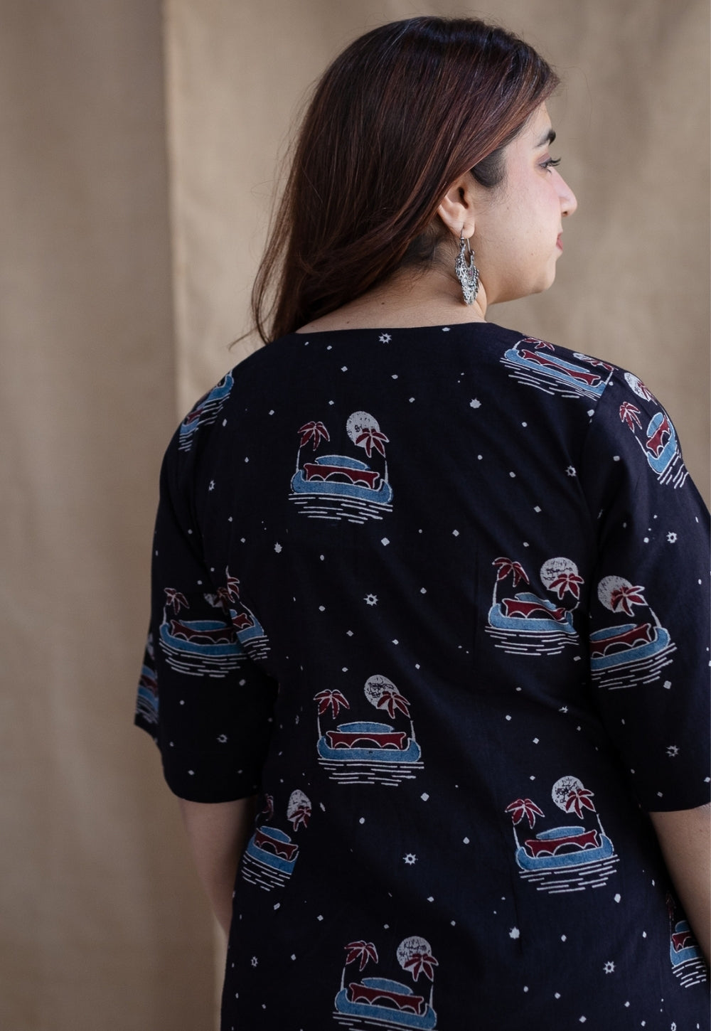 Kochi Ajrakh Black Cotton Dress