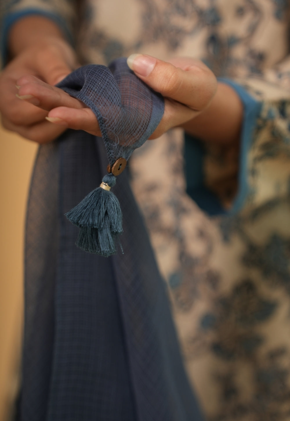 Blue Solid Kota Doria Cotton Dupatta