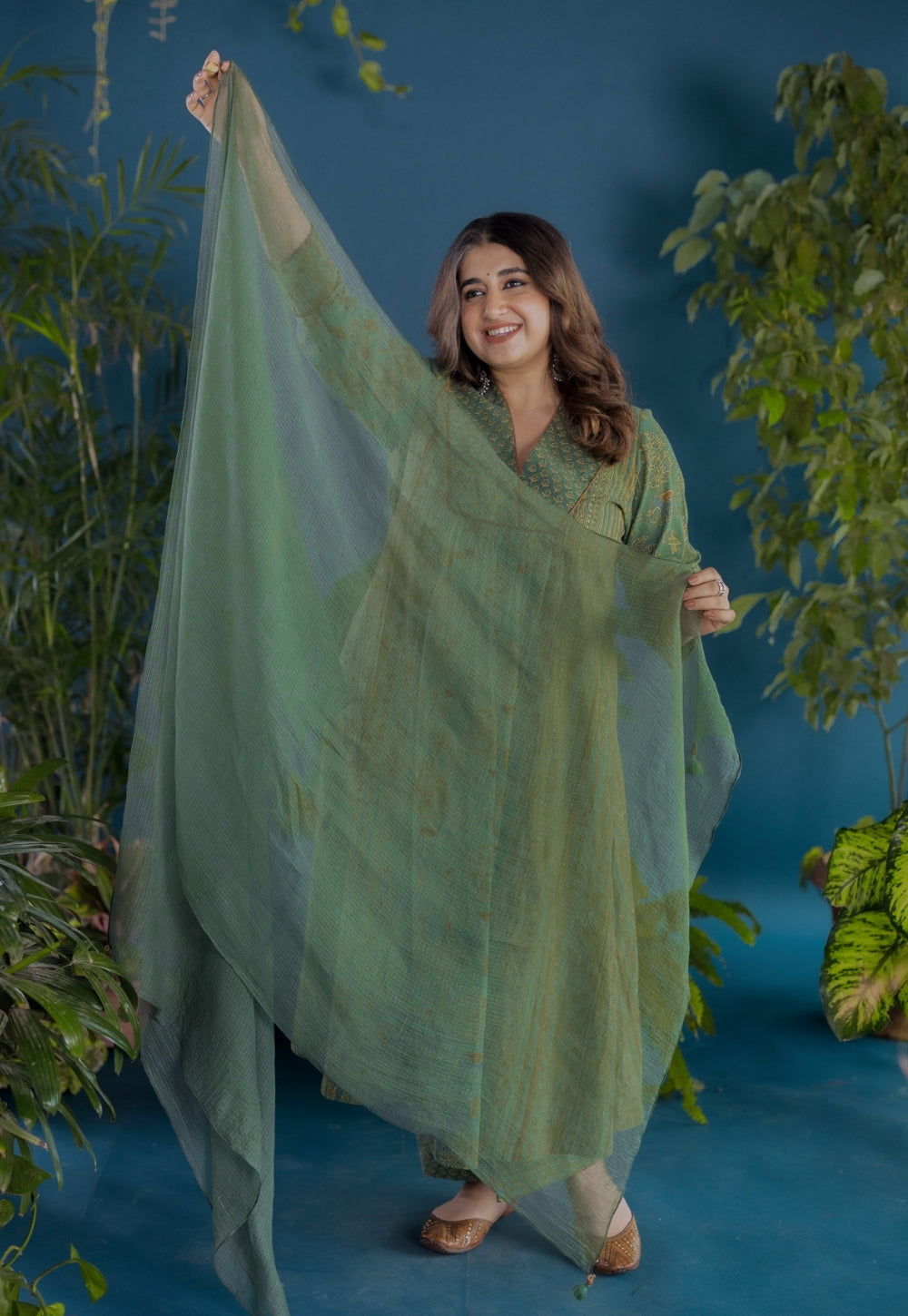 Green Solid Kota Doria Cotton Dupatta