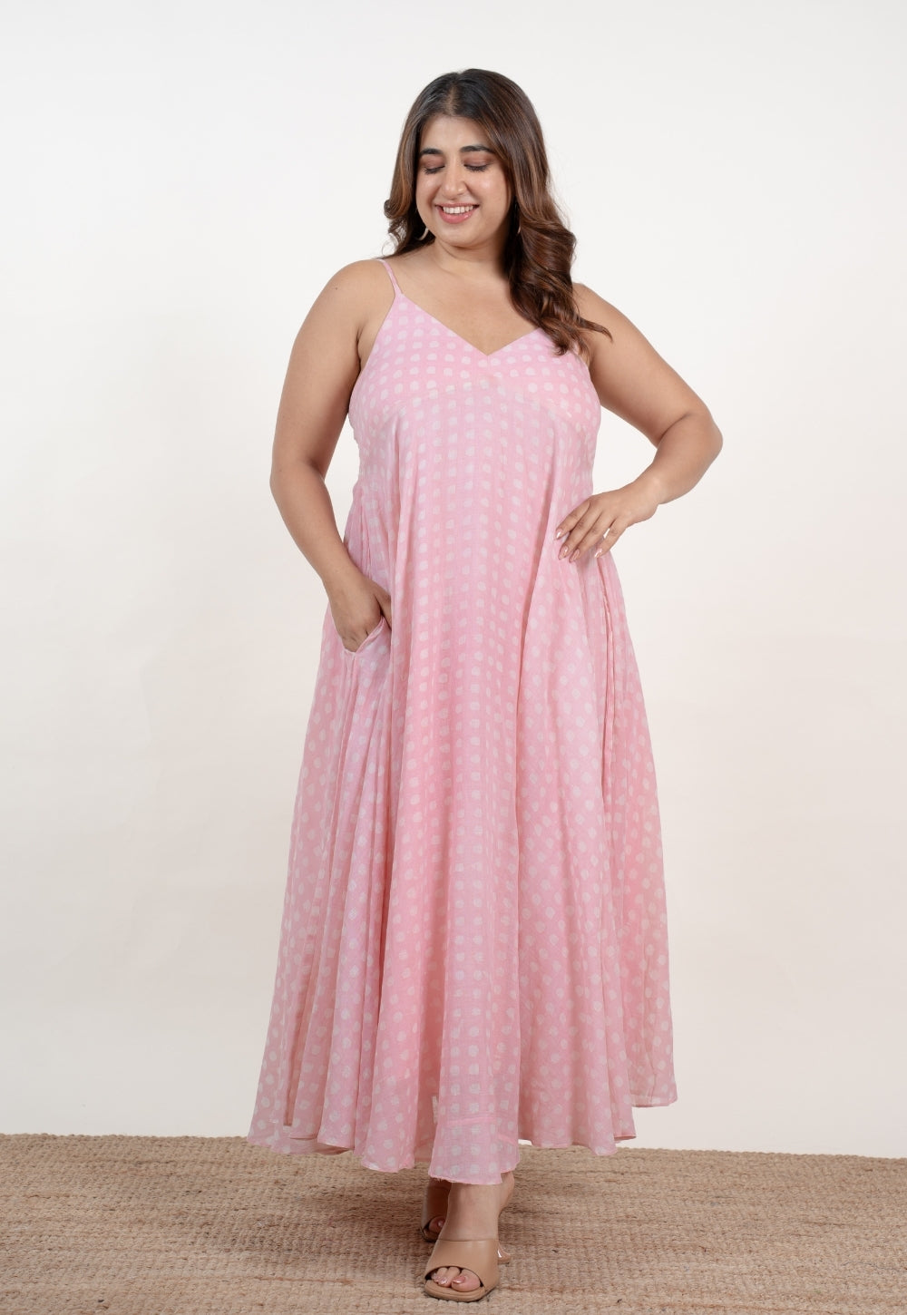 Sohani Pink Batik MulMul A Line Dress