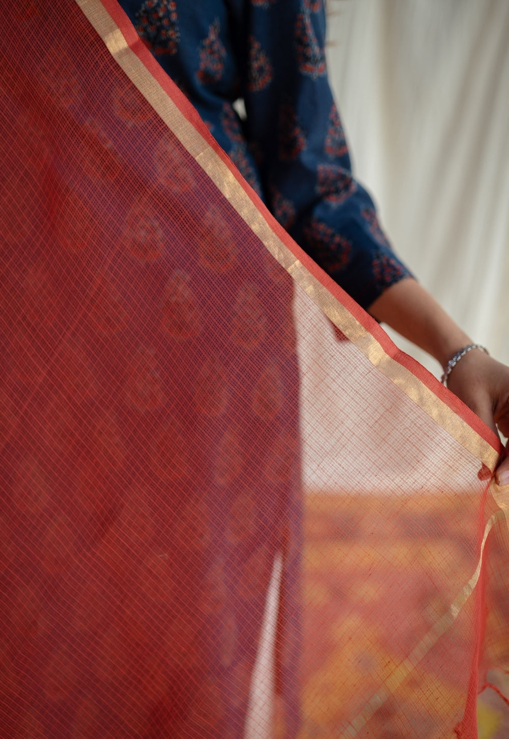 Red Kota Doria Cotton Dupatta