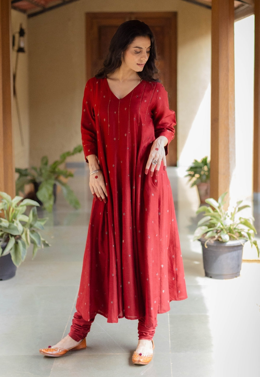 Miral Madder Solid Chanderi Silk Churidar