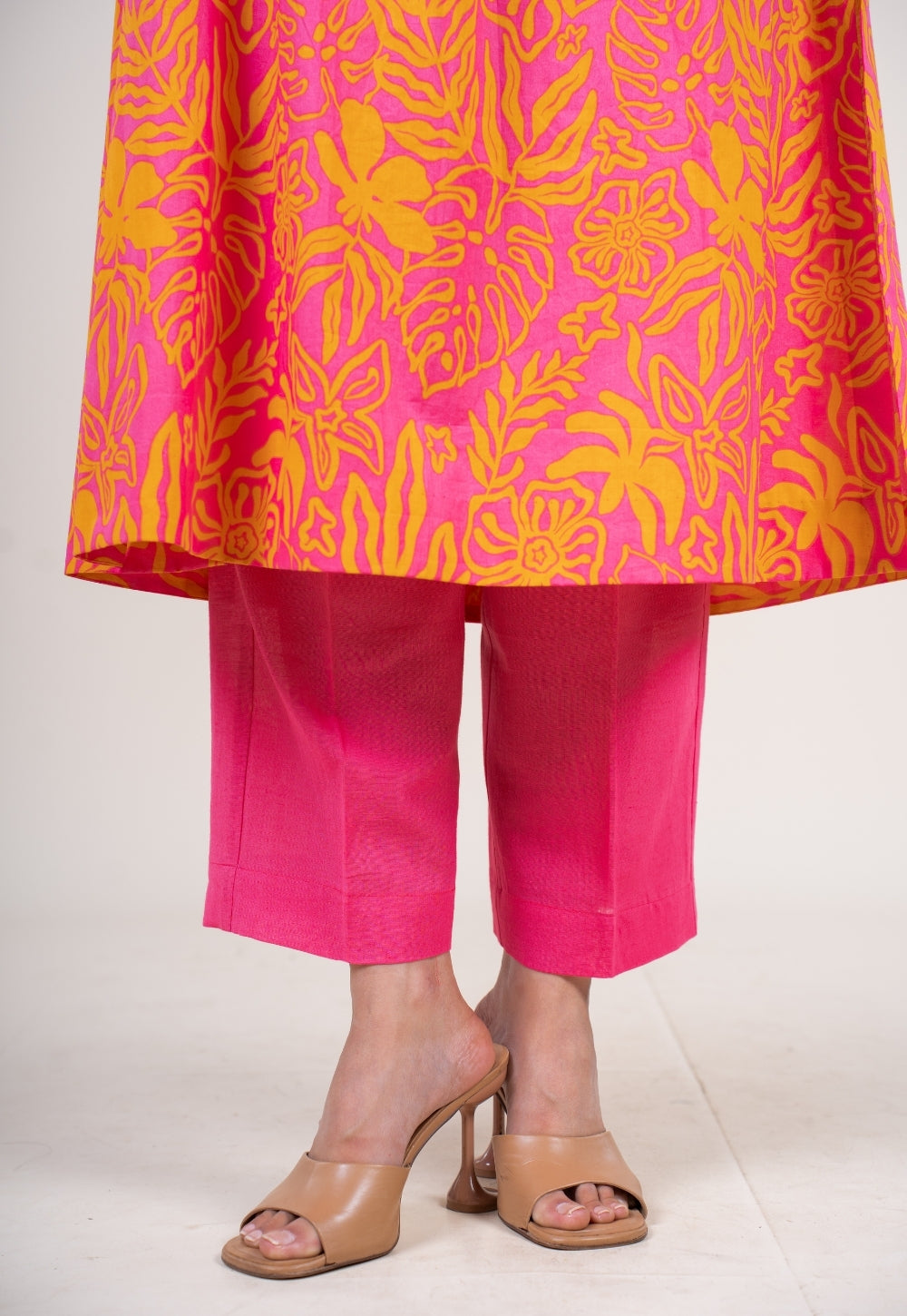 Prita Sunset Pink Solid Cotton Flex Narrow Pant