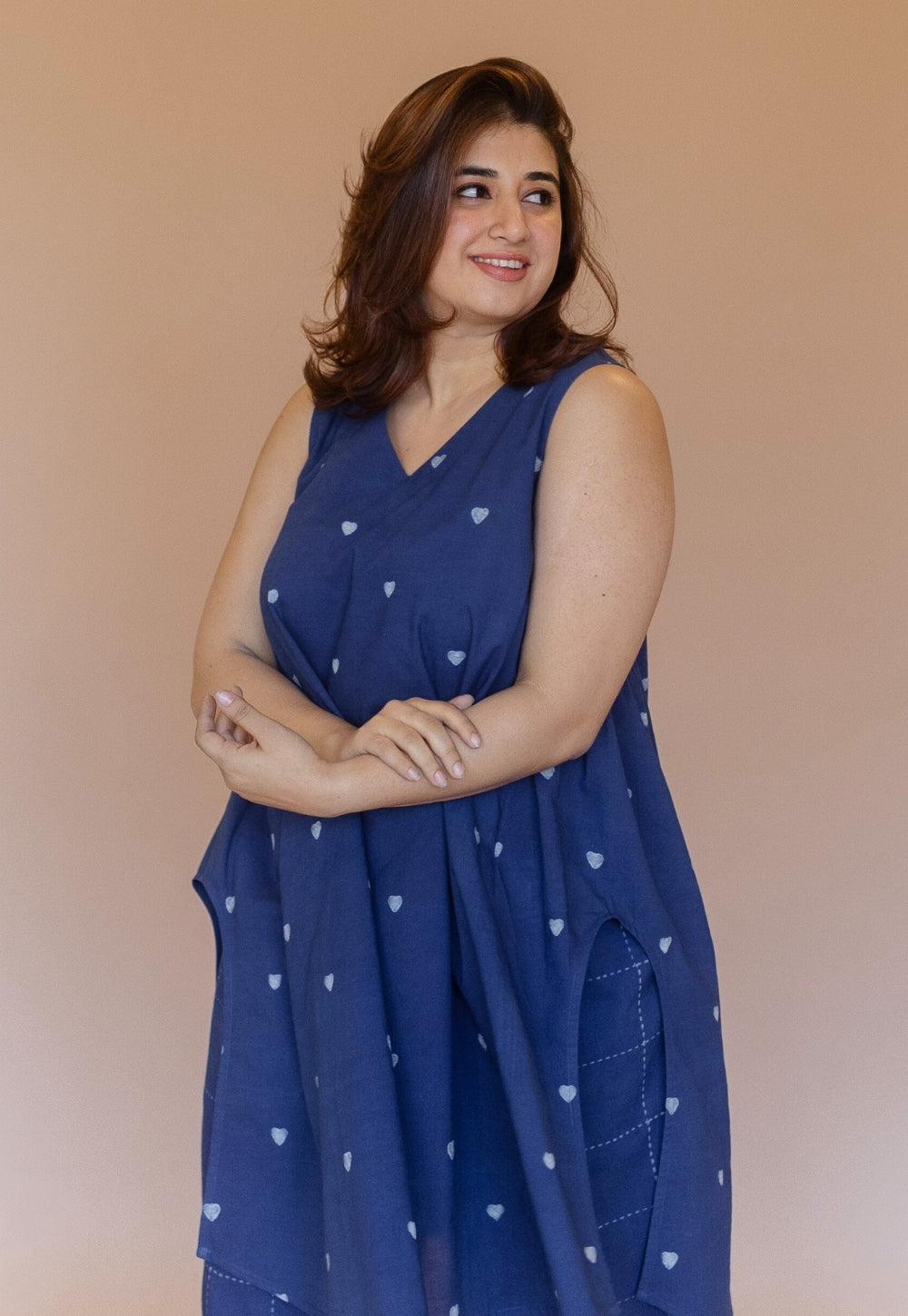 Arvika Blue Dabu Cotton A Line Co-Ord Set