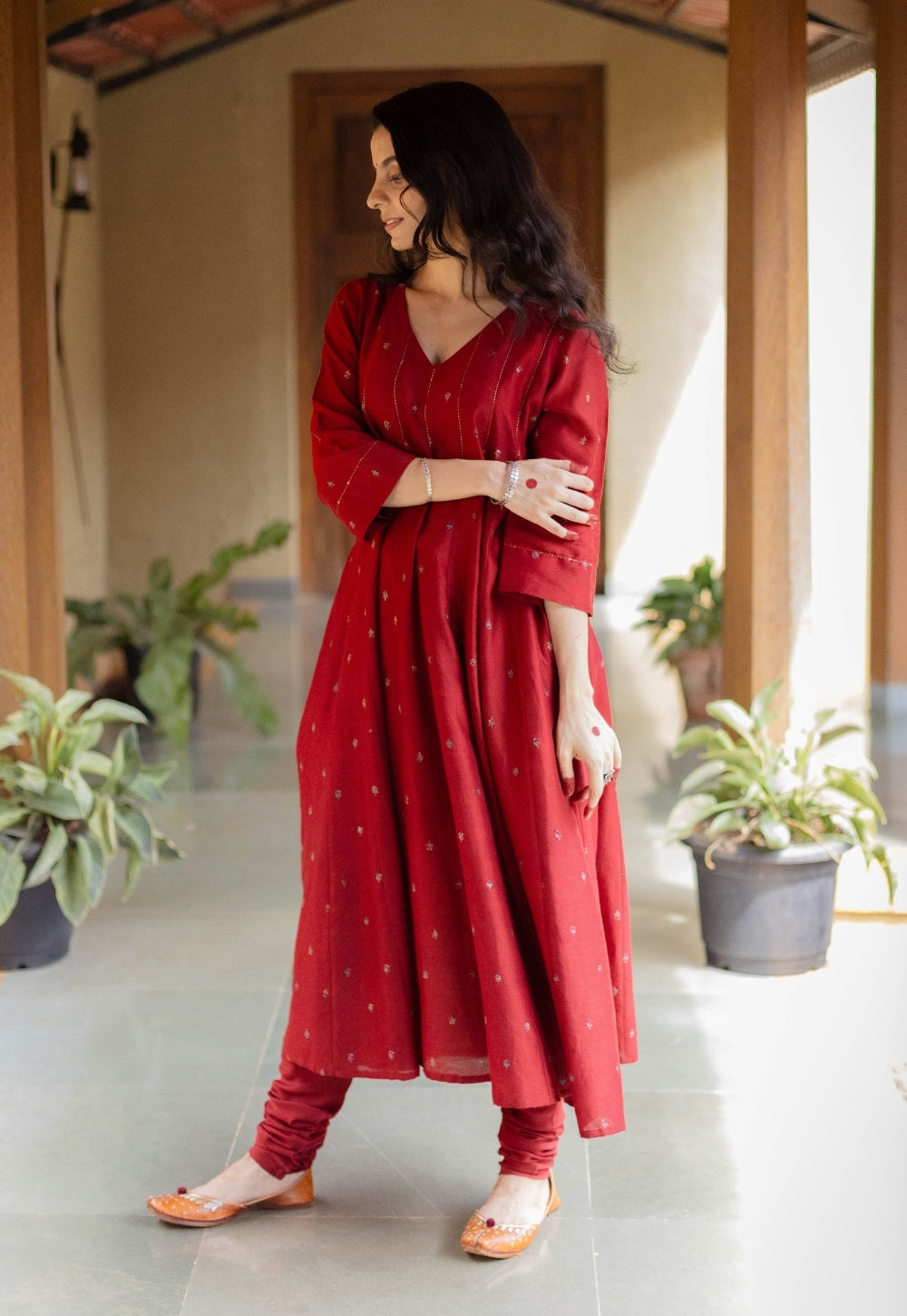 Miral Madder Solid Chanderi Silk Churidar