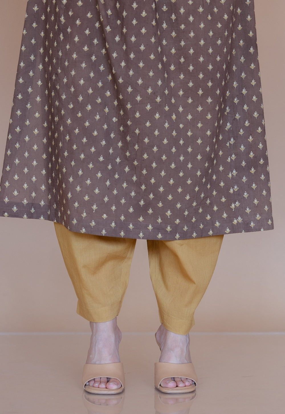 Shikha Brown Ajrakh Cotton Kali Suit Set (Set of 3)