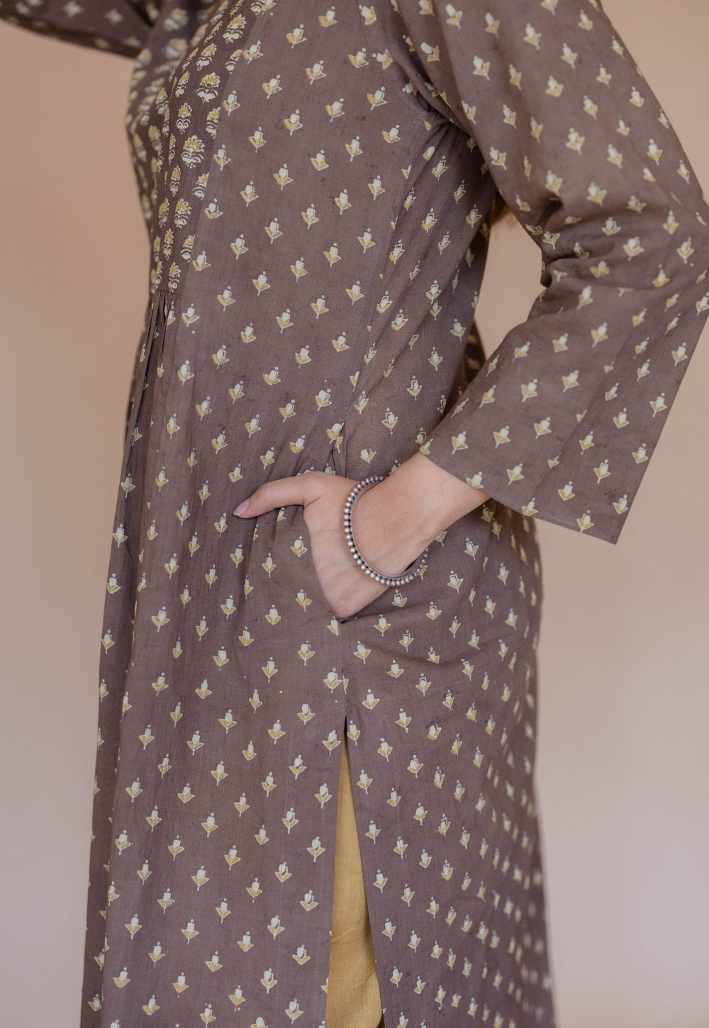 Shikha Brown Ajrakh Cotton Kali Suit Set (Set of 3)