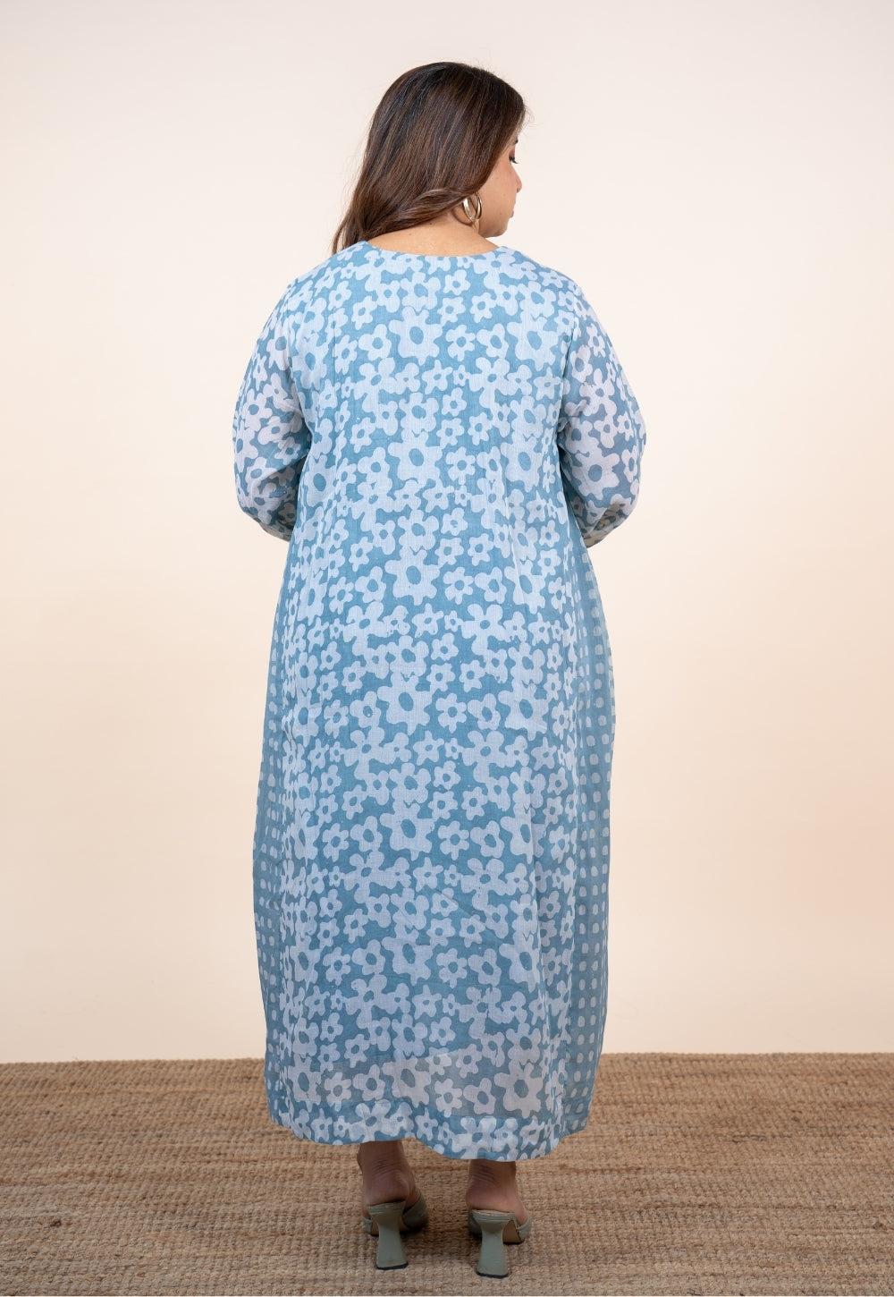 Ayesha Blue Batik MulMul A Line Dress