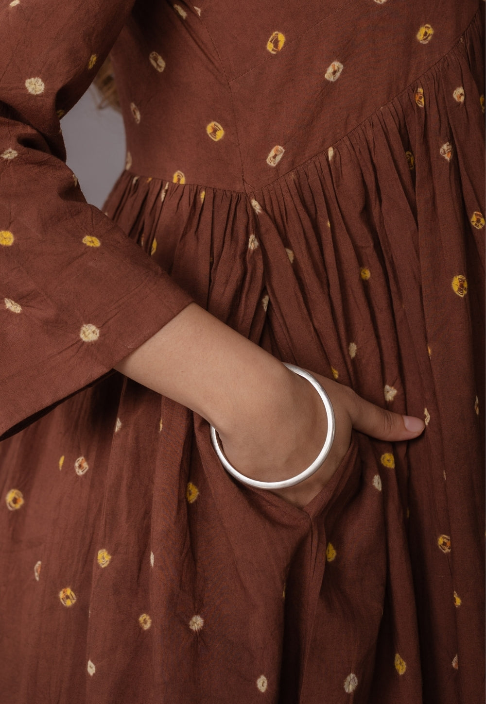 Trupti Brown Bandhani Cotton A Line Kurta
