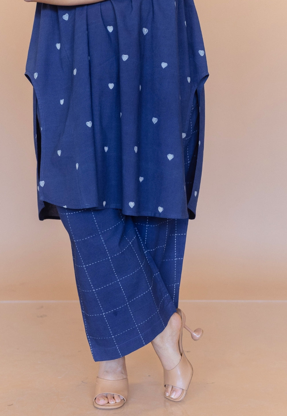 Arvika Blue Dabu Cotton A Line Co-Ord Set