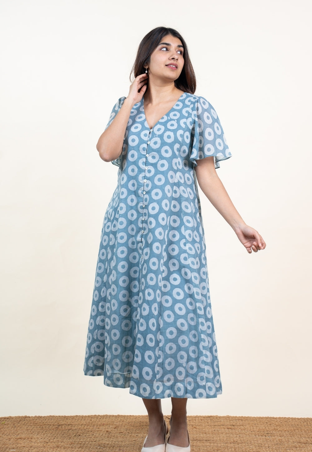 Leah Blue Batik MulMul A Line Dress