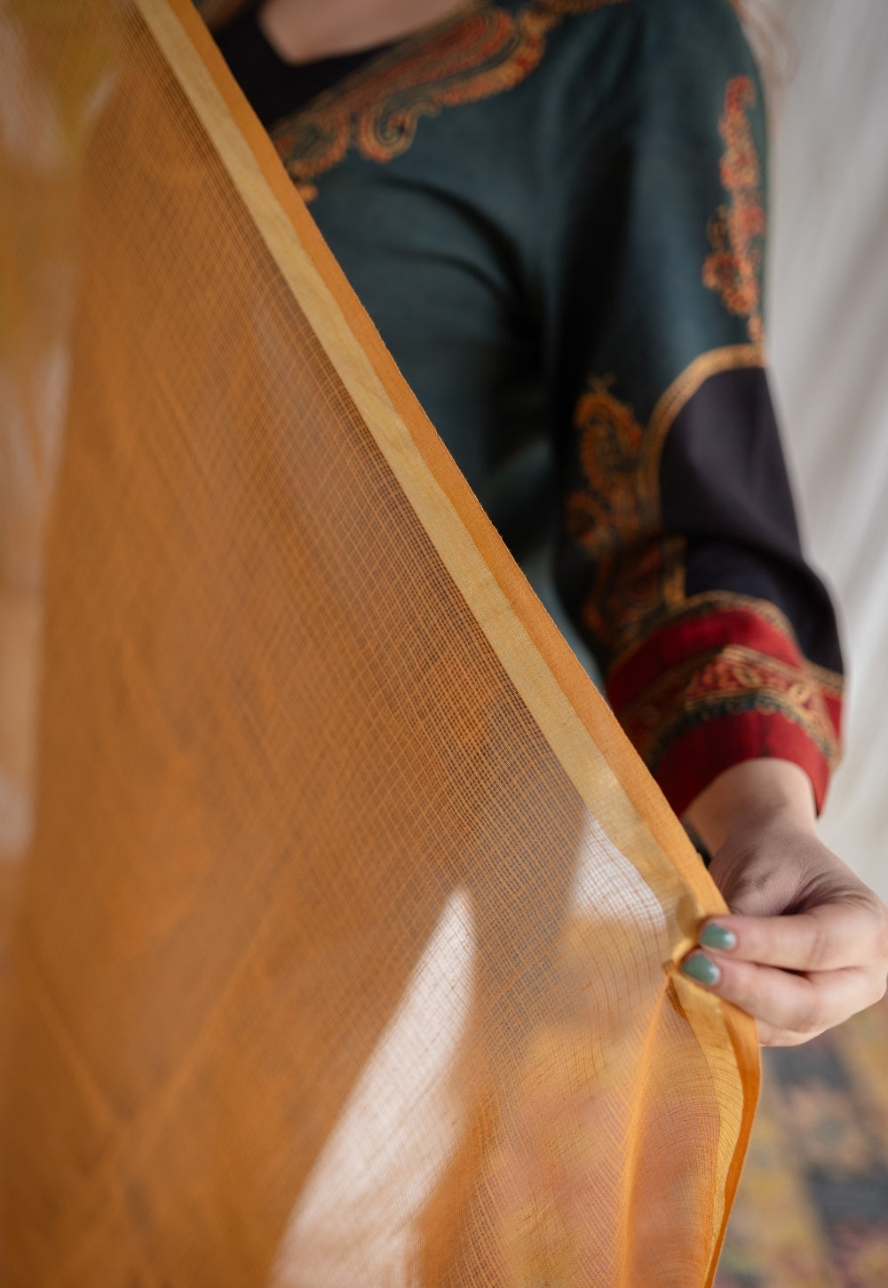 Mustard Kota Doria Cotton Dupatta