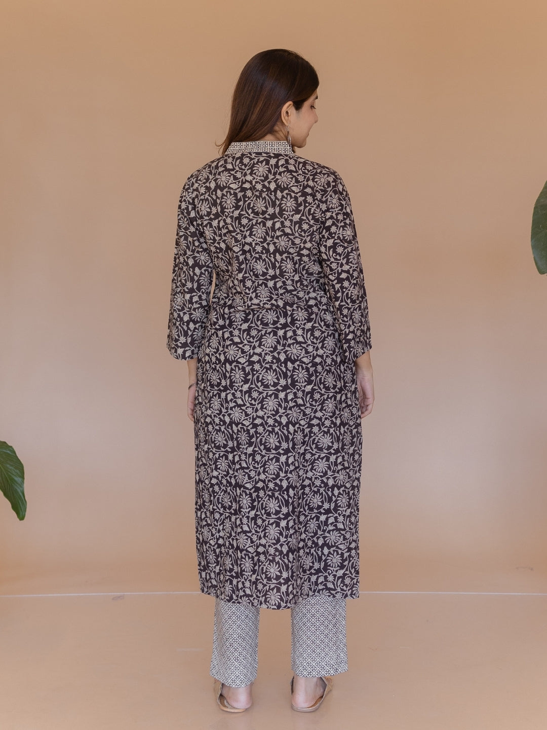 Avika Black Bagru Cotton Straight Kurta