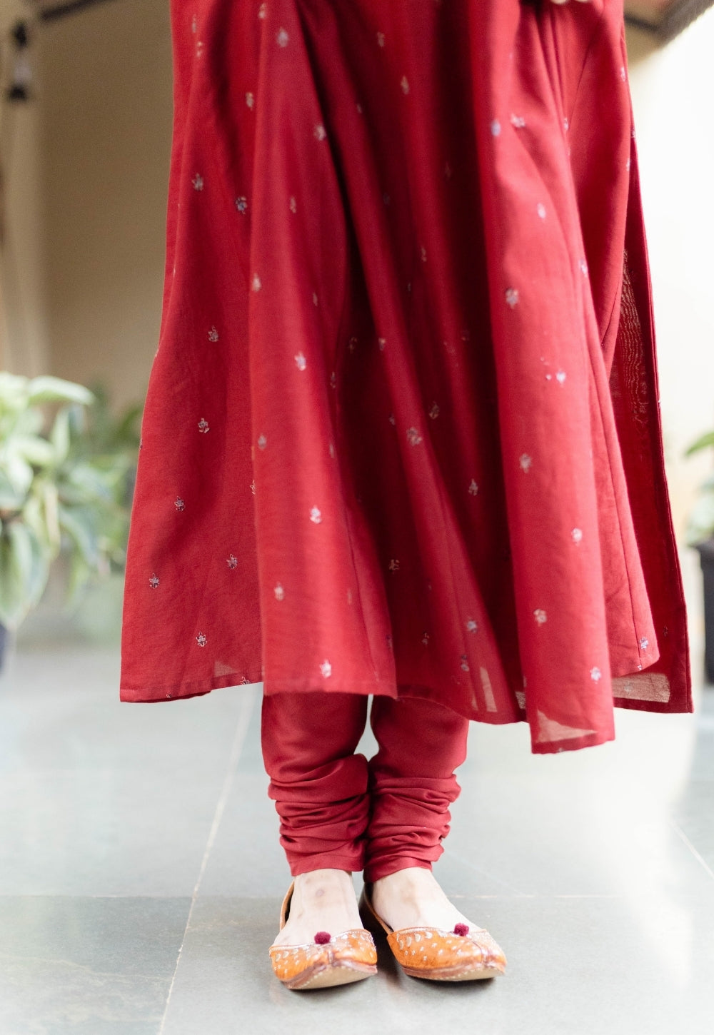Miral Madder Solid Chanderi Silk Churidar