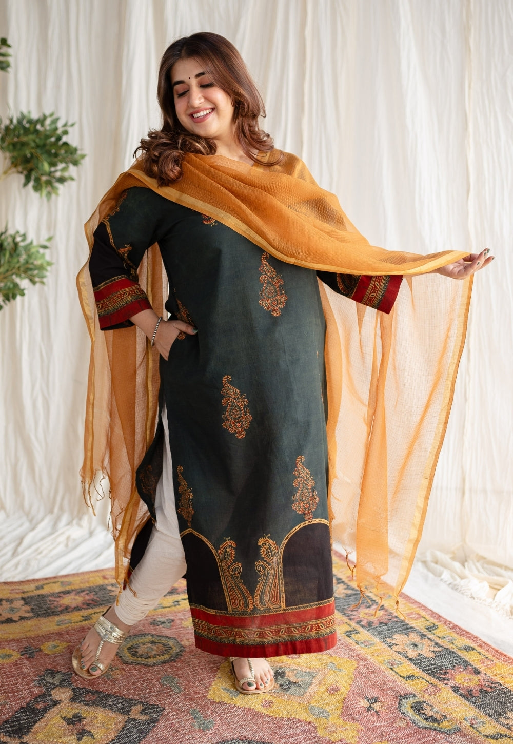 Mustard Kota Doria Cotton Dupatta