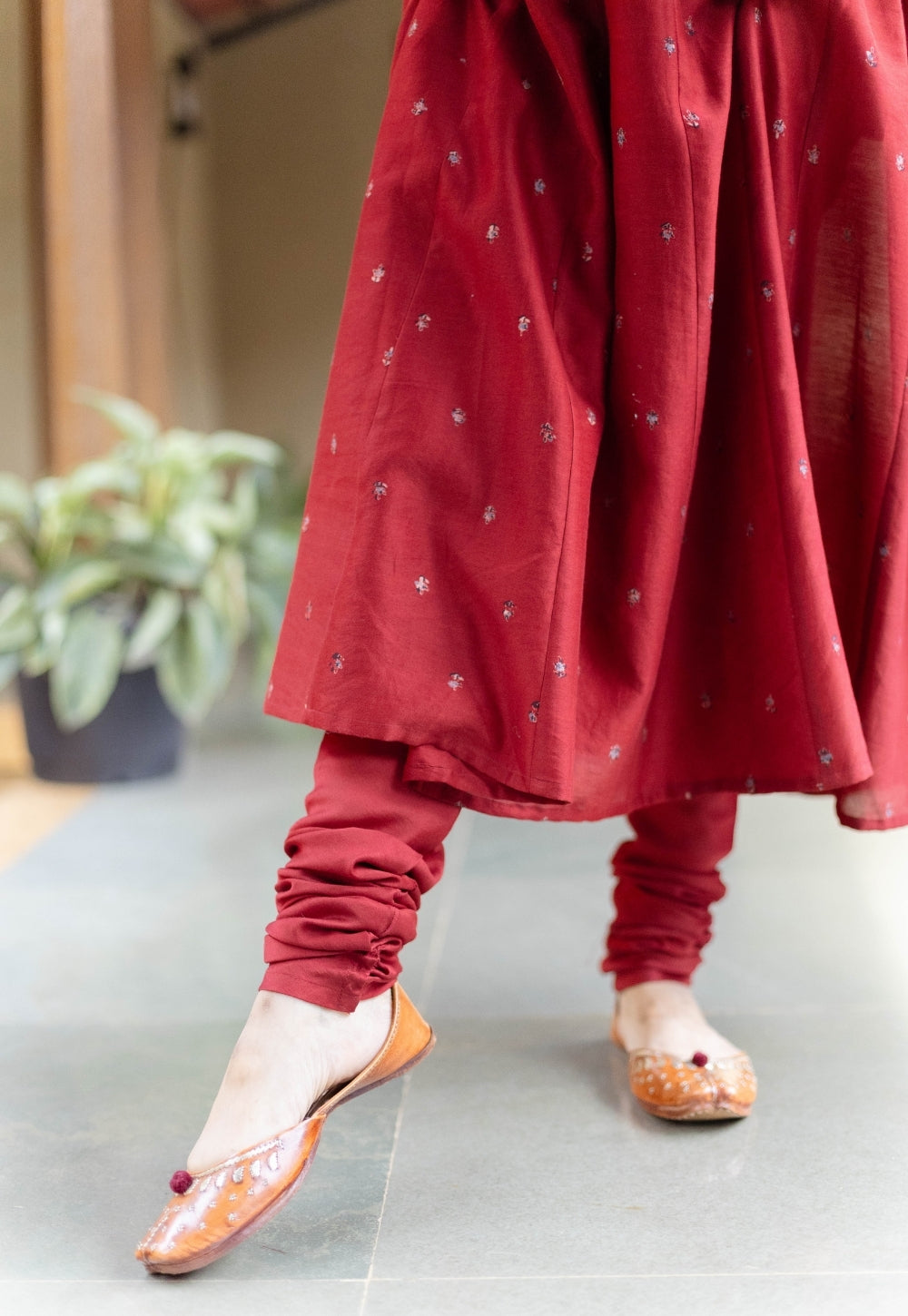 Miral Madder Solid Chanderi Silk Churidar