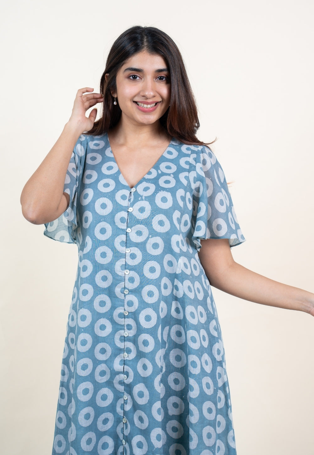 Leah Blue Batik MulMul A Line Dress