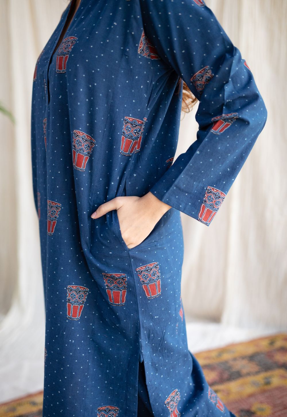 Bombay Irani Chai Indigo Ajrakh Cotton Kurta