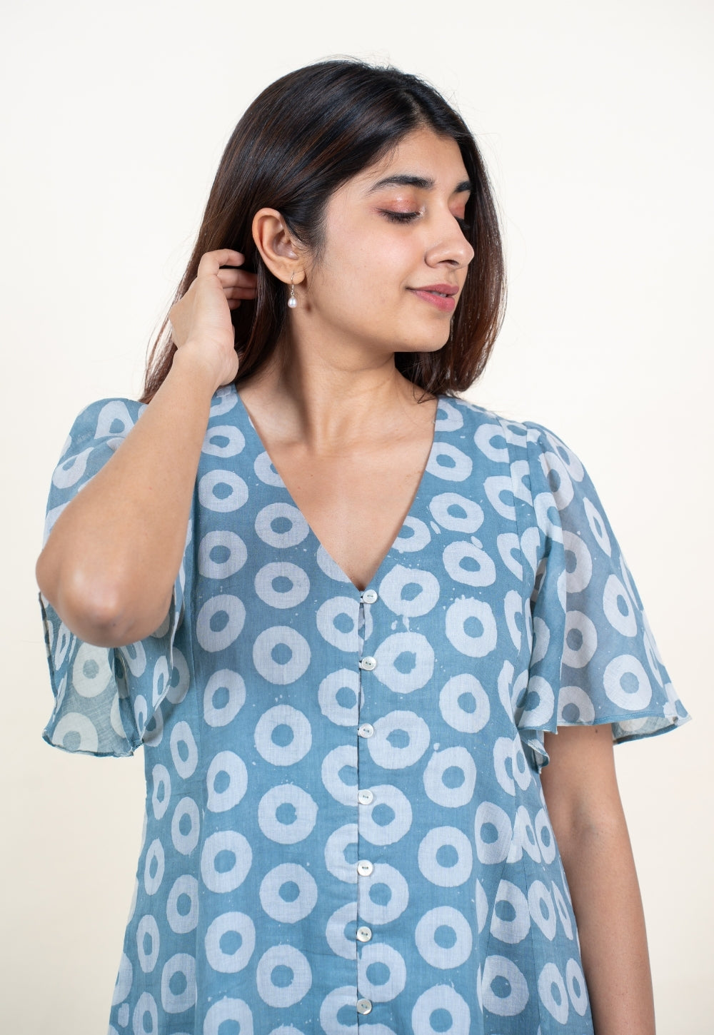 Leah Blue Batik MulMul A Line Dress