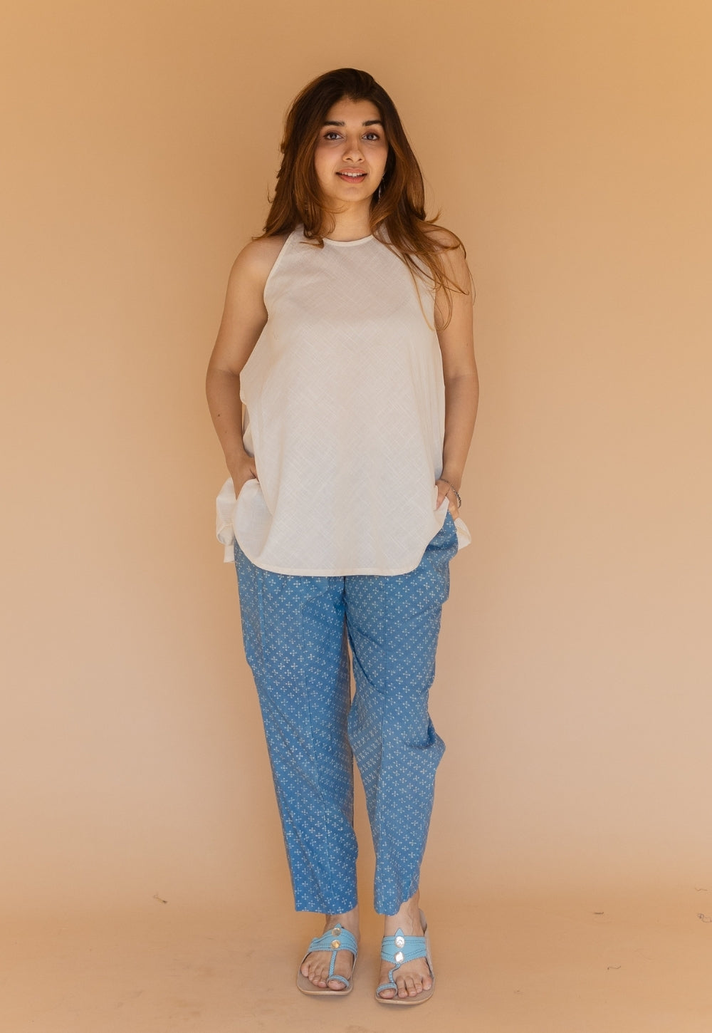Myra Blue Ajrakh Cotton Straight Pant