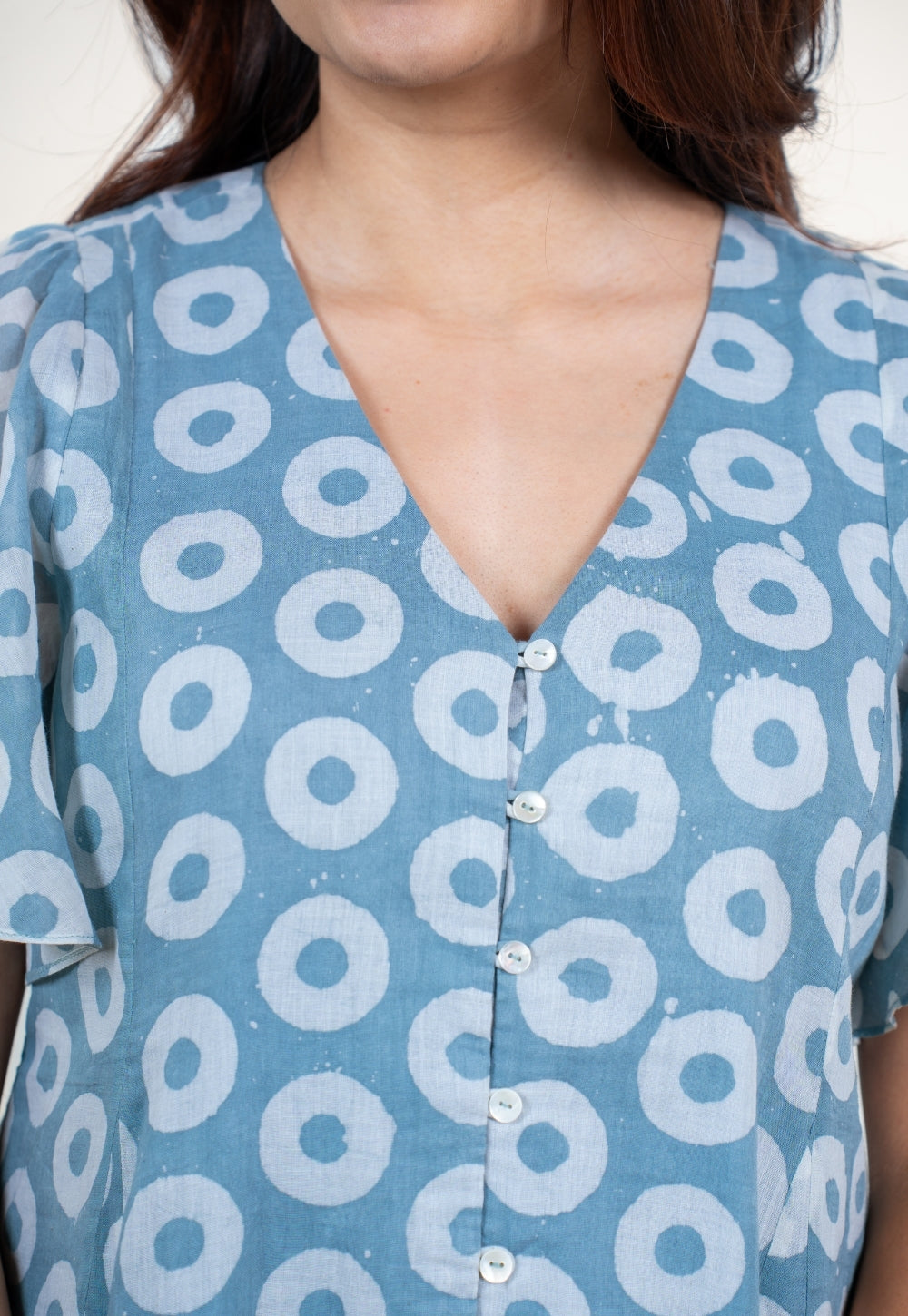 Leah Blue Batik MulMul A Line Dress