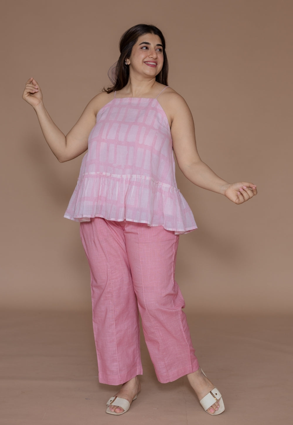 Zimi Pink Batik MulMul A Line Short Top
