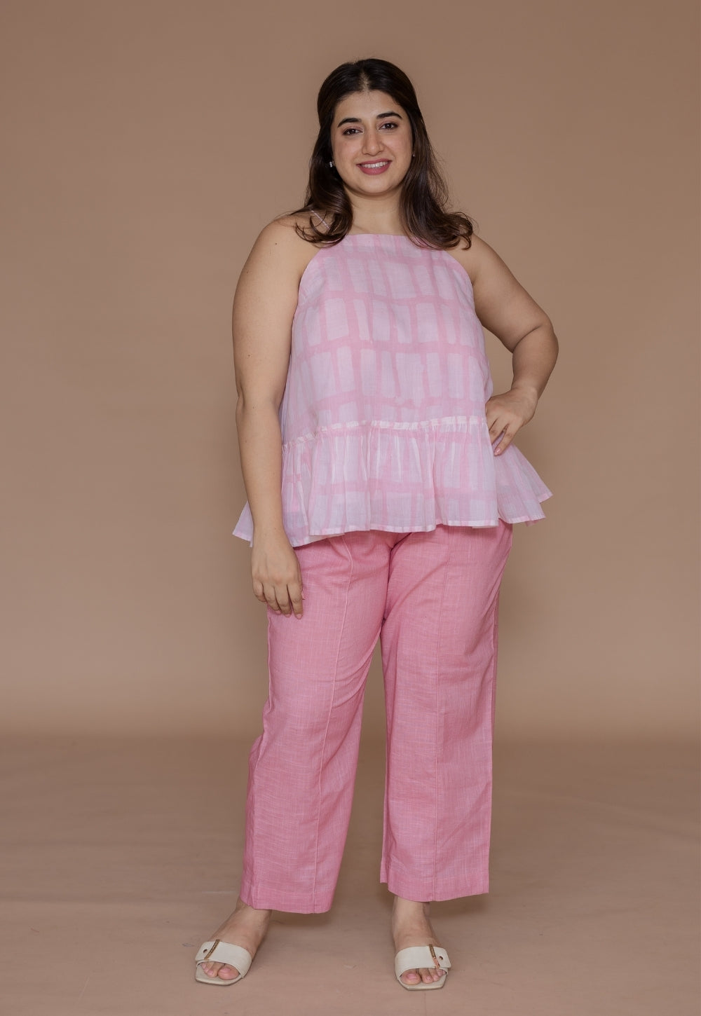 Zimi Pink Batik MulMul A Line Short Top