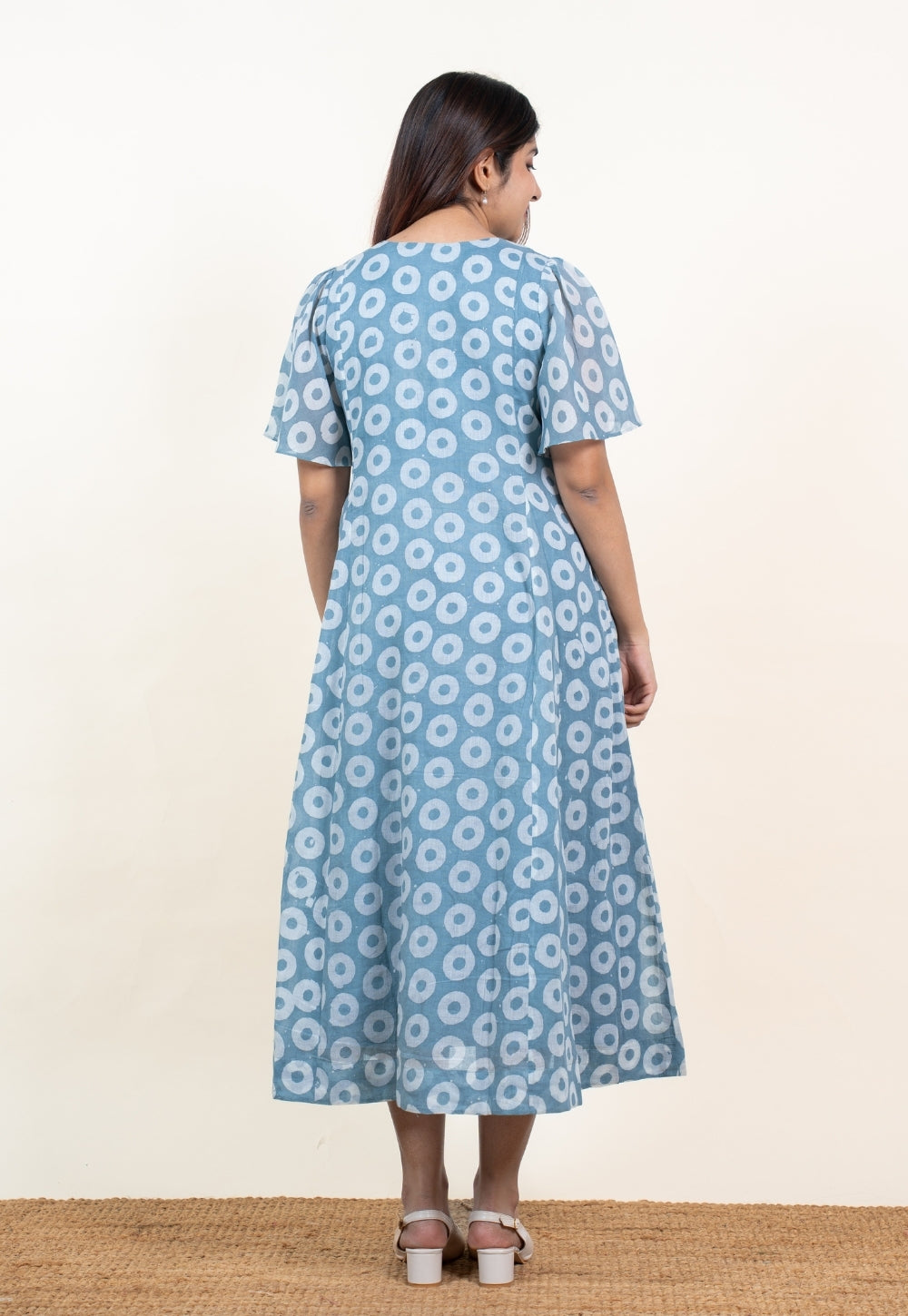 Leah Blue Batik MulMul A Line Dress