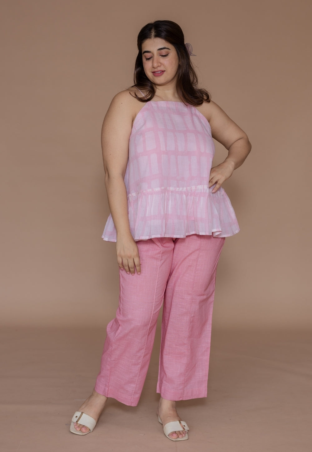Zimi Pink Batik MulMul A Line Short Top