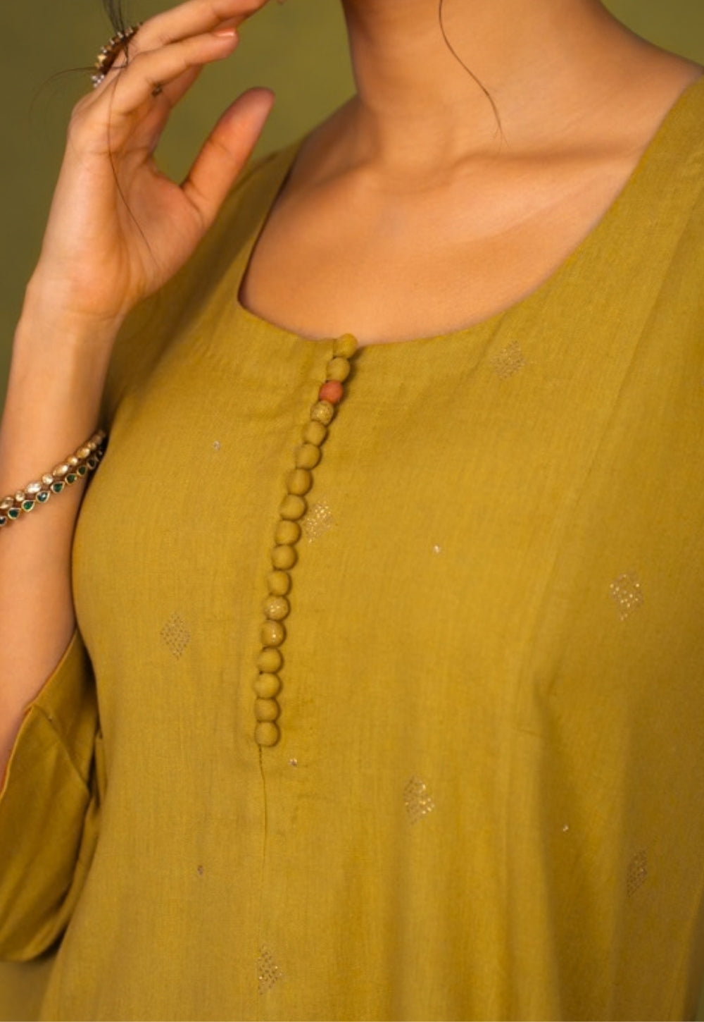 Maryam Yellow Rogan Handblock Printed Cotton Kali Kurta Suit Set (Set of 3)