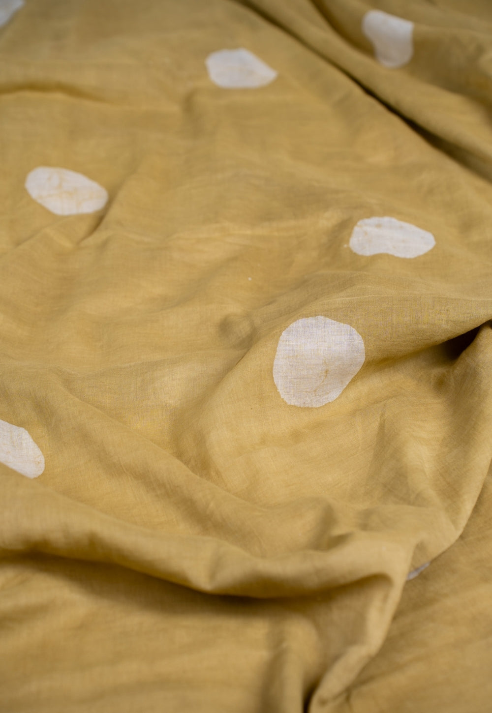 Green Sphere Batik Handblock Printed Mul Fabric