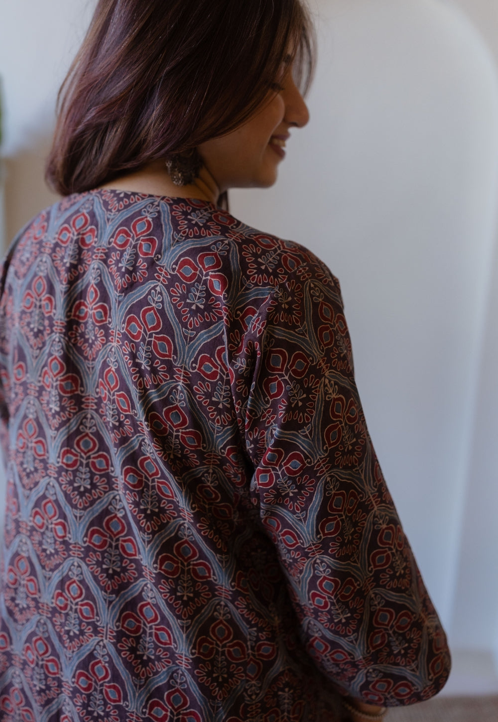 Nyra Brown Ajrakh Cotton Jhabbha Kali Kurta