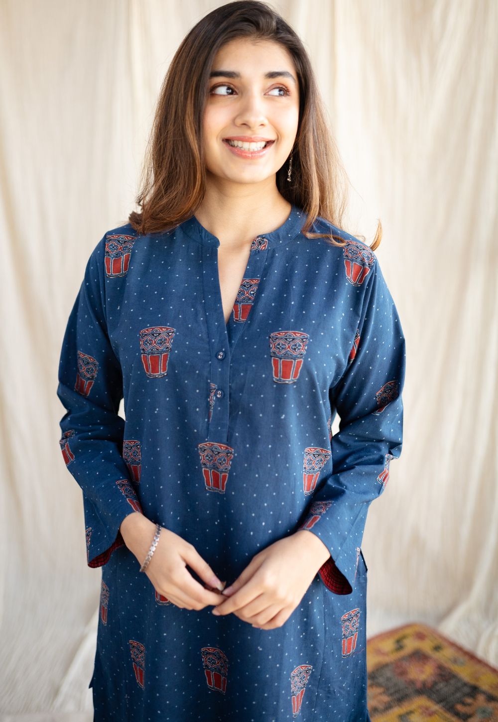 Bombay Irani Chai Indigo Ajrakh Cotton Kurta
