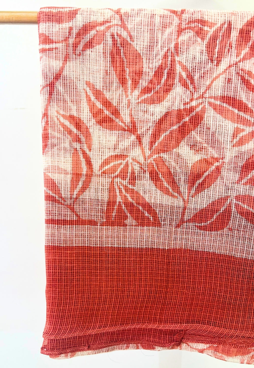 Red Leaf Hand Block Print Kota Doria Dupatta