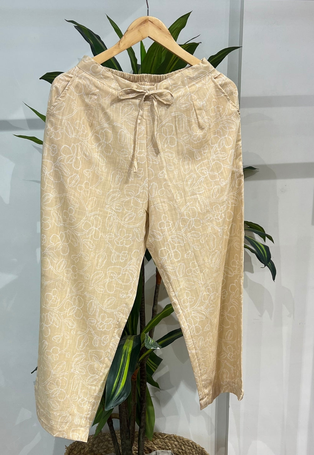 Ayaat Cream Hand Block Print Slub Cotton Anti-Fit Co-Ord Set