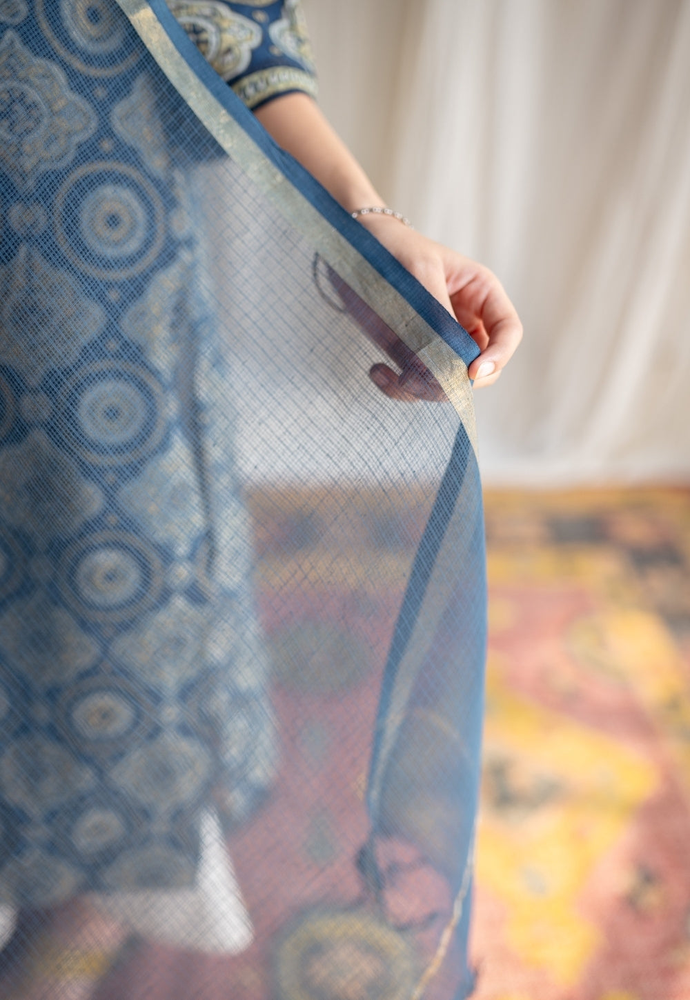Blue Kota Doria Cotton Dupatta