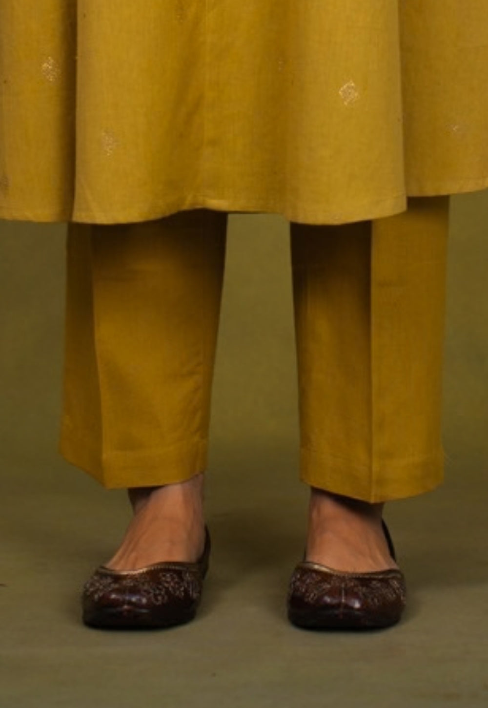 Maryam Yellow Rogan Handblock Printed Cotton Kali Kurta Suit Set (Set of 3)