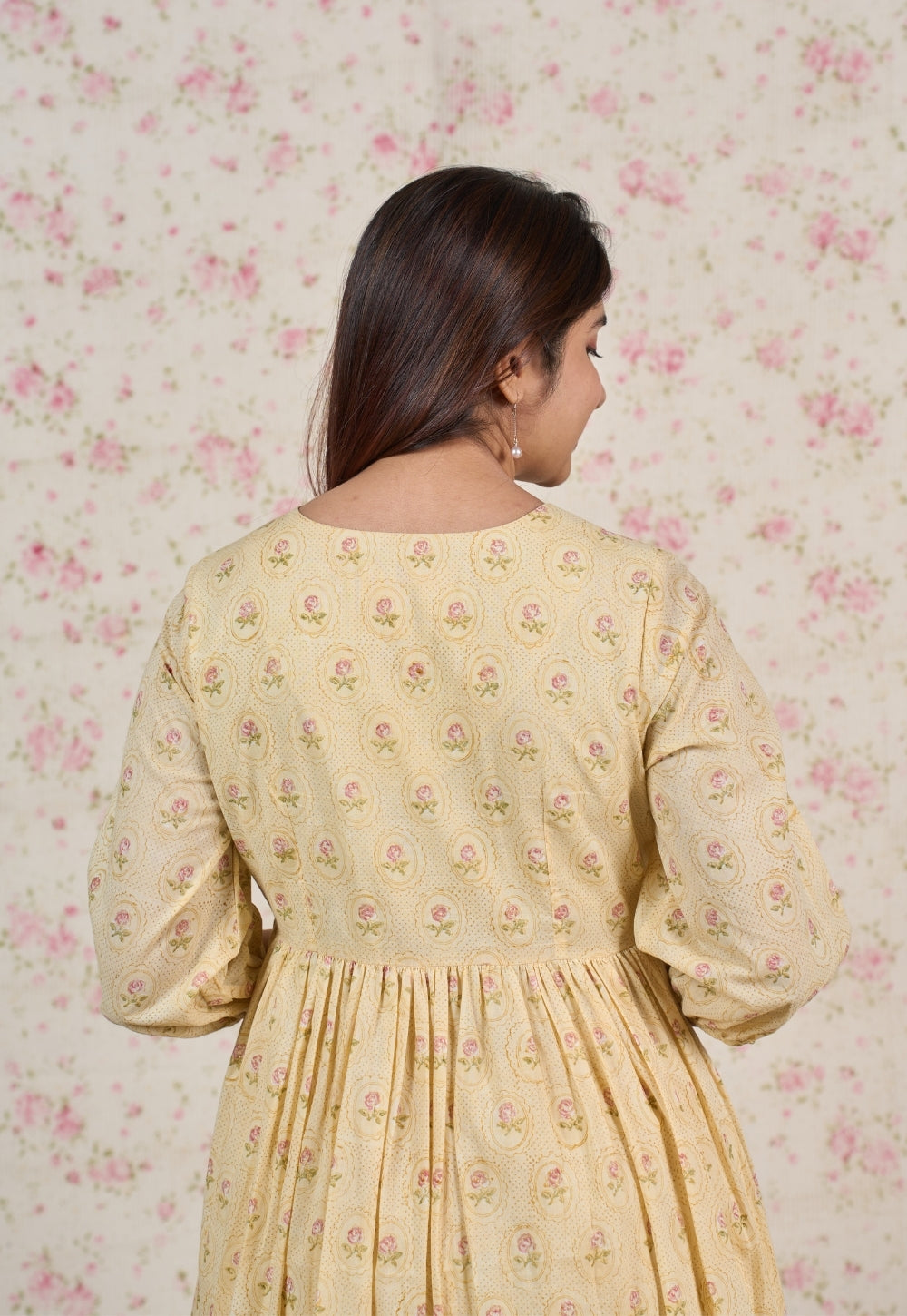 Alice Yellow Sanganeri Mul Cotton A Line Dress